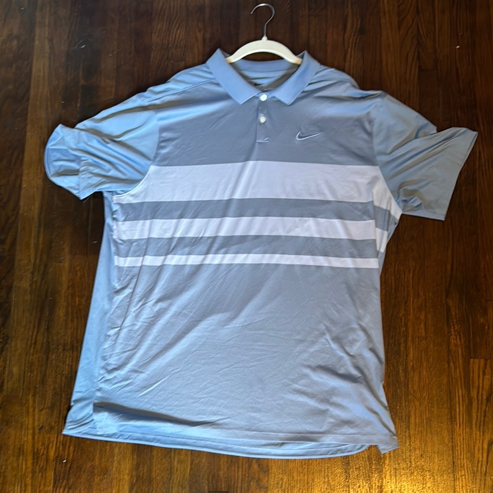 Nike Men's Light Blue Striped Polo